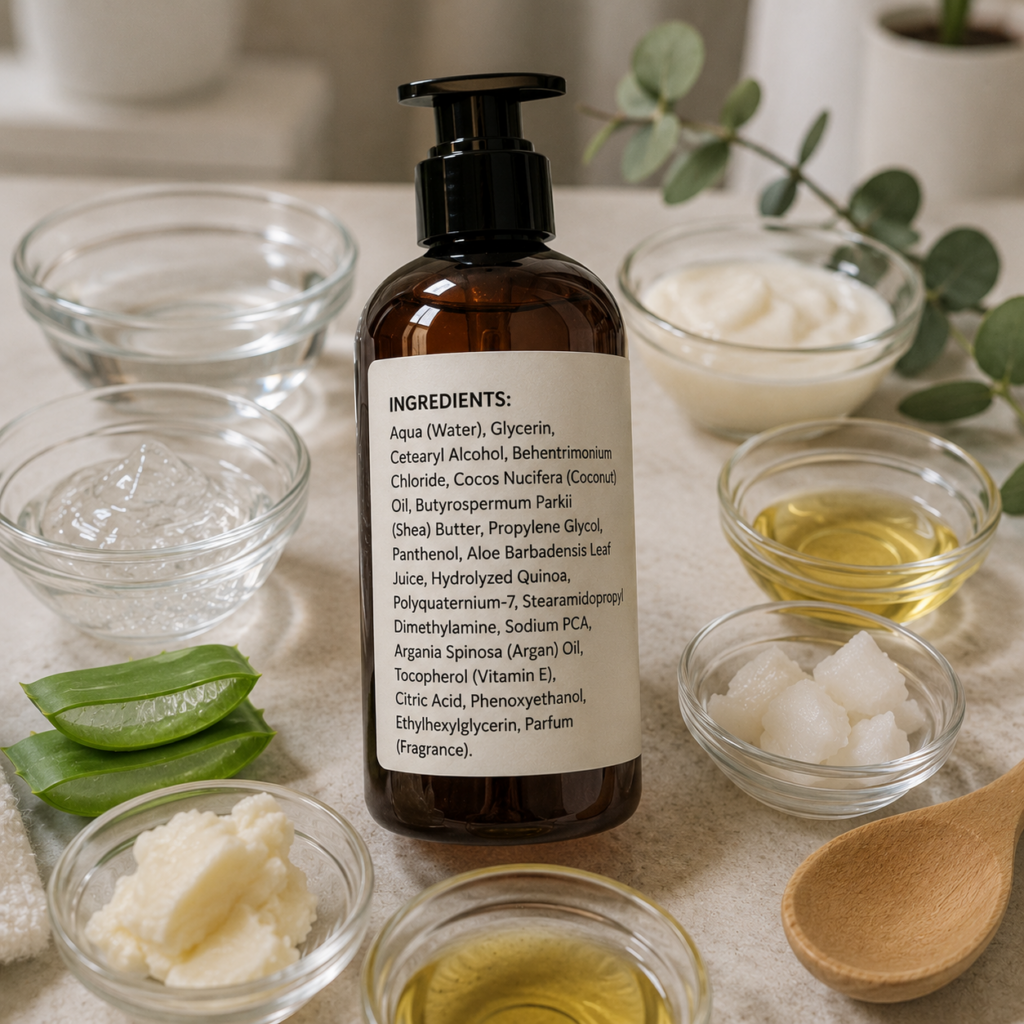 Image of the back of hair product ingredients.