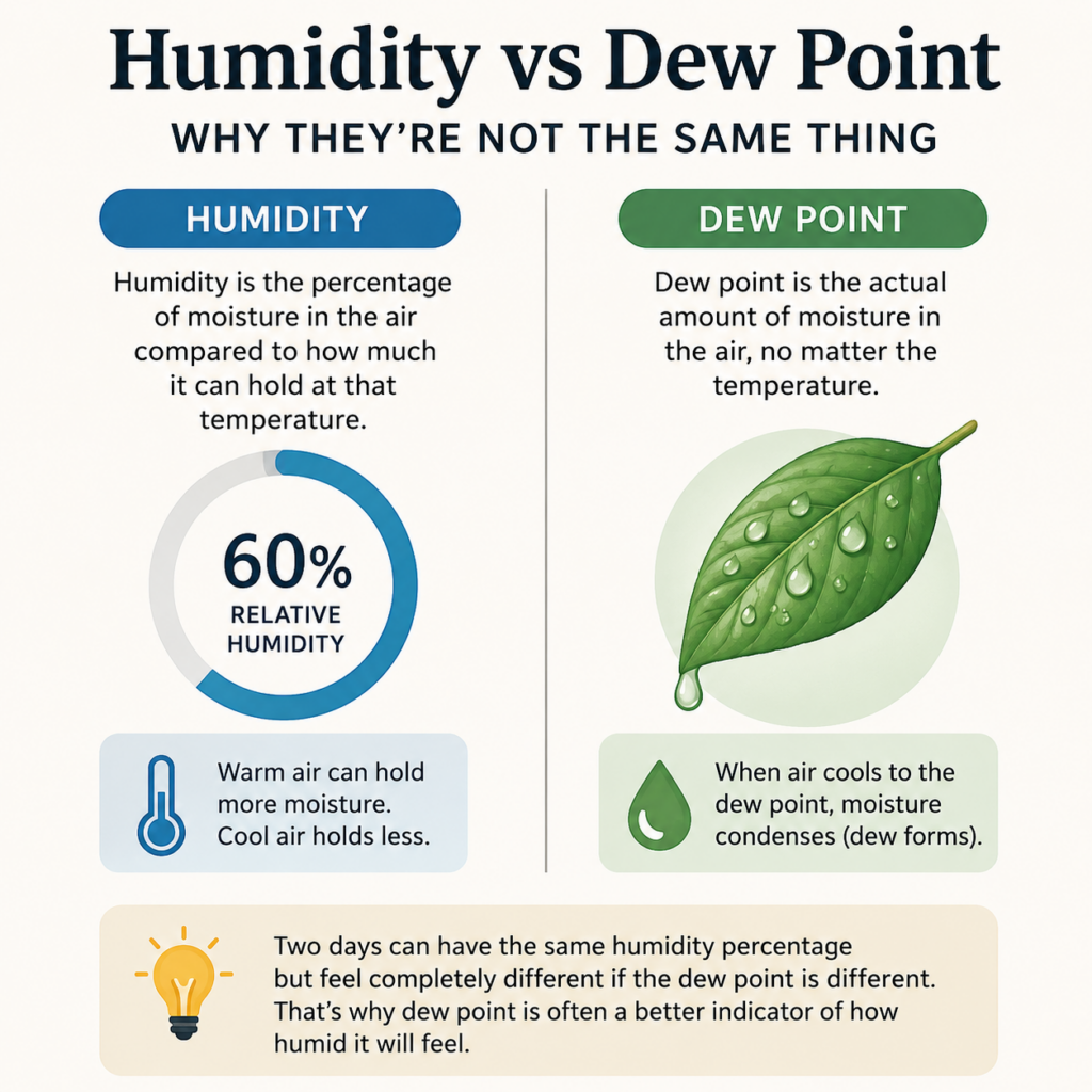 humidity vs dew point infographic