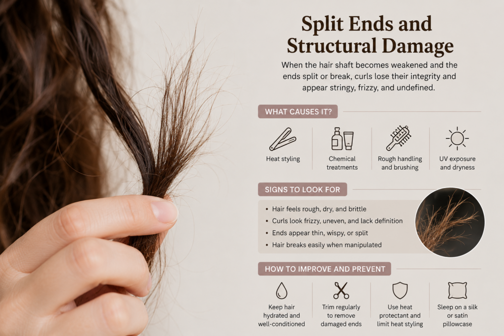 Infographic of split ends and structural damage.