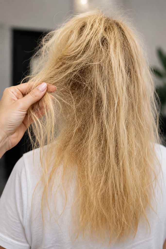 Damaged bleached hair.