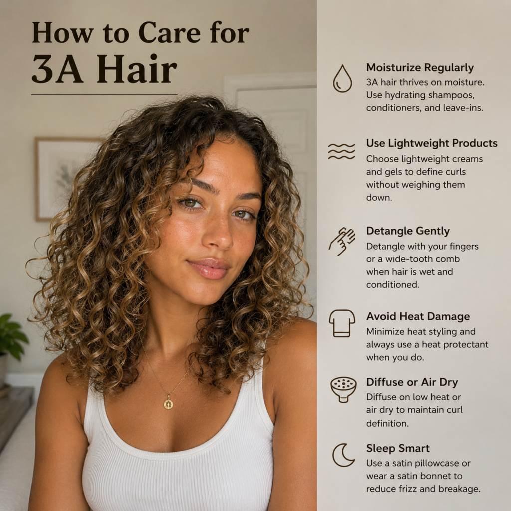 Infographic about how to care for 3a hair.