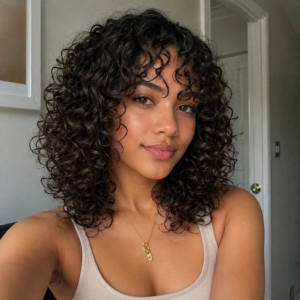 PHoto of a layered cut of 3A curls.