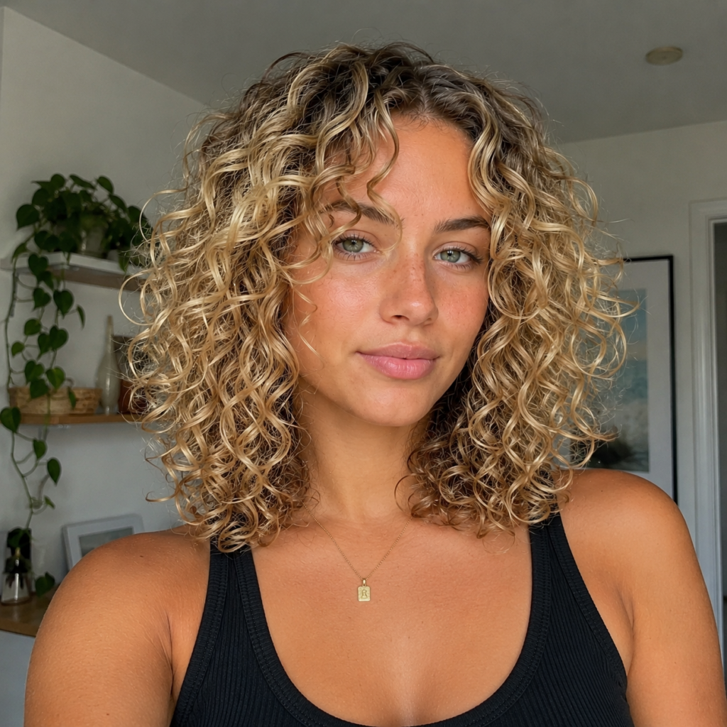 Blonde 3a curly hair.