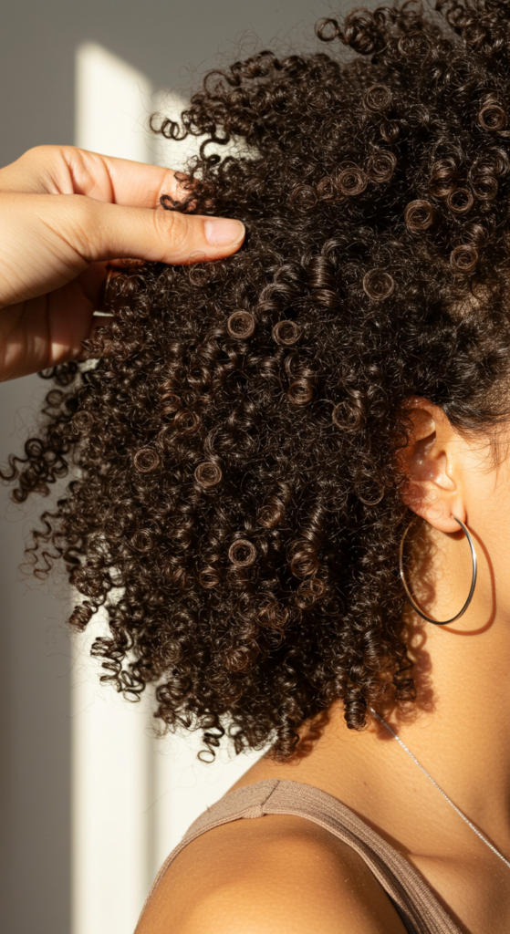 close up of type 4a hair texture.