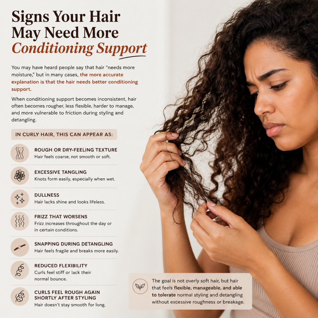 Infographic about signs hair may need ore conditioning support.