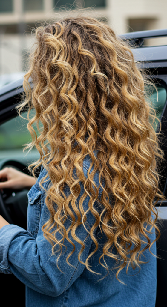 Image of long blonde 2c hair type.