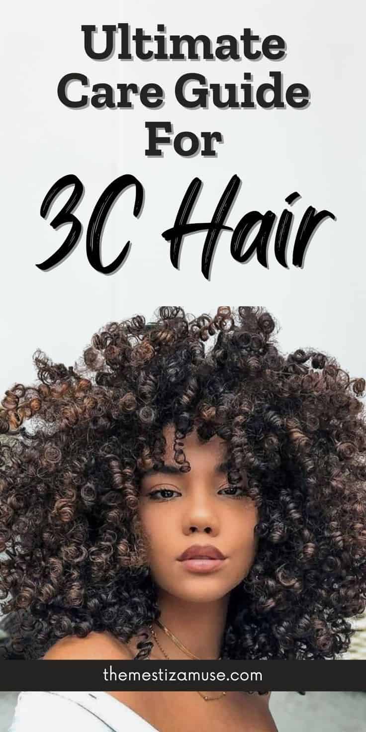 Image of Pinterest Pin titled "Ultimate Care Guide for 3C Hair."