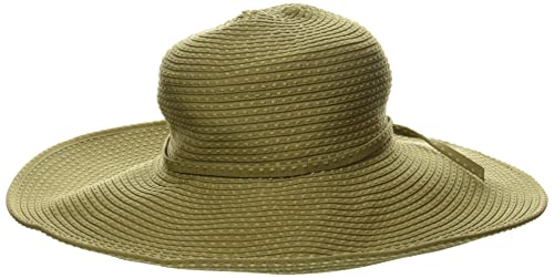 San Diego Hat Company Women s Ribbon Braid Hat with Ticking, Ribbon Braid Sun Hat, 5 Brim, Khaki