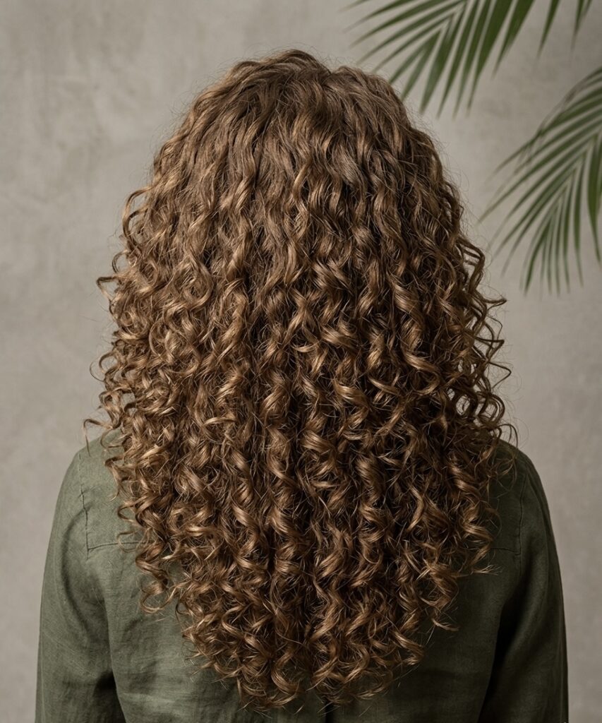 Back of a long layered haircut